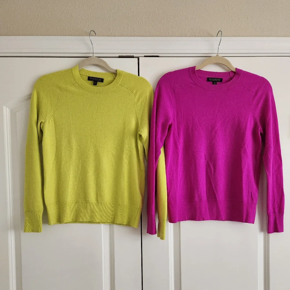 Banana Republic Italian Merino Blend SWEATERS Pink and Yellow - Picture 3 of 10